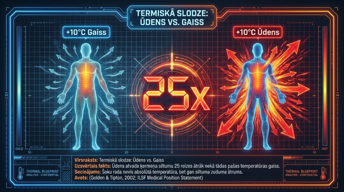 Ūdens atņem siltumu 25 reizes ātrāk nekā gaiss